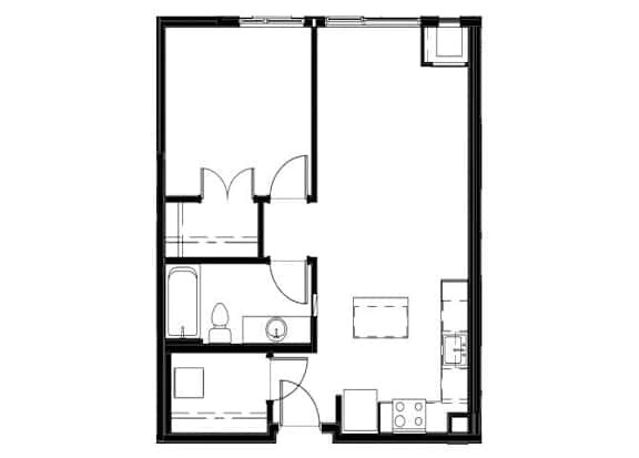 1 Bedroom Floor plan at Astro, Seattle, Washington