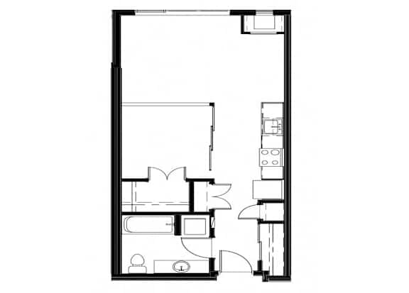 1 Bedroom Convertible 596 sqft at Astro, Washington  , 98109