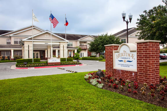 Community Welcome Sign at The Heritage Tomball Senior Living