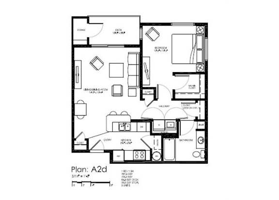 A black and white image of a floor plan labeled Plan A2d.