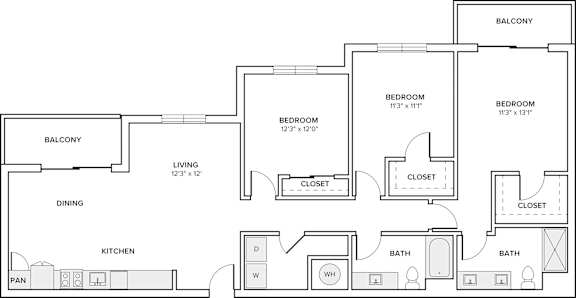 A black and white image of a house floor plan.