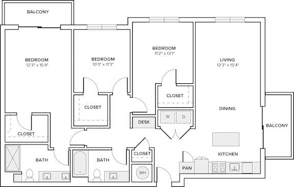 A black and white image of a house floor plan.