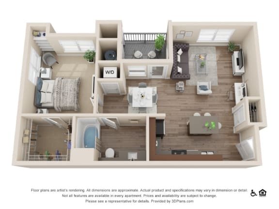1 Bedroom 1 Bathroom Floor Plan at Rockvue, Colorado, 80021