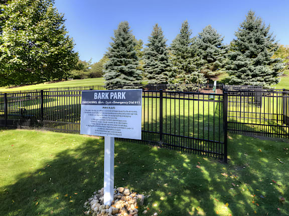 A sign in Bark Park states that dogs must be on a leash at all times.