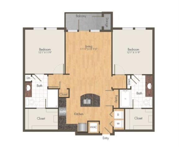 two bedroom two and a half bath floor plan