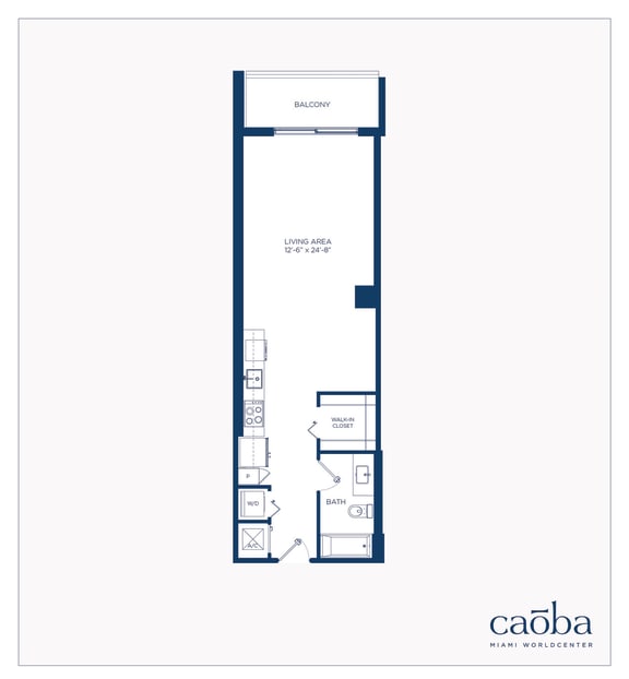 Studio S14 Floor Plan at Caoba Miami Worldcenter, Miami, 33132