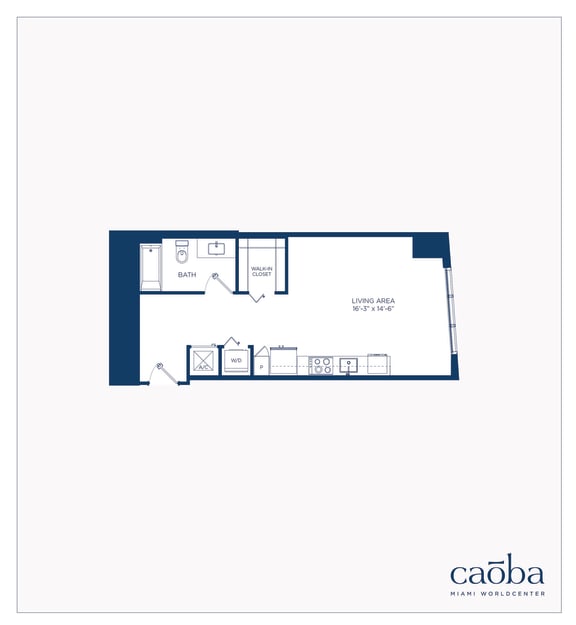 Studio S4 Floor Plan at Caoba Miami Worldcenter, Miami
