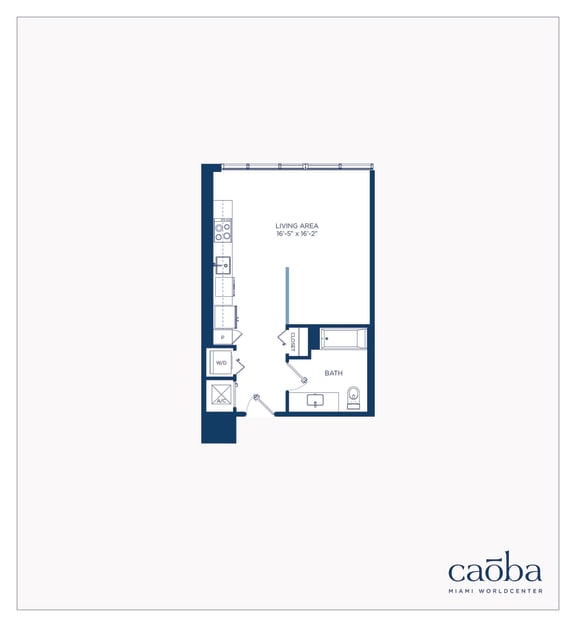 Studio S7 Floor Plan at Caoba Miami Worldcenter, Miami, FL, 33132