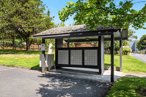 mail boxes with locked package box at Eagles Landing Apartments, Everett, WA