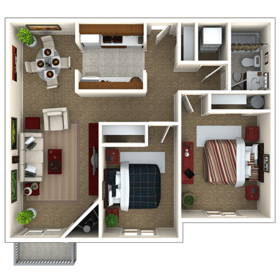 the bedroom floor plan of a 3 bedroom apartment