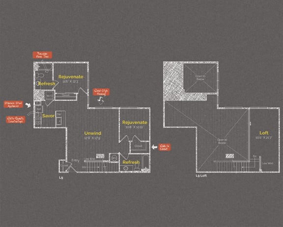 2 bedroom 2 bathroom Floor plan D at The Maxwell Apartments, Arlington, Virginia