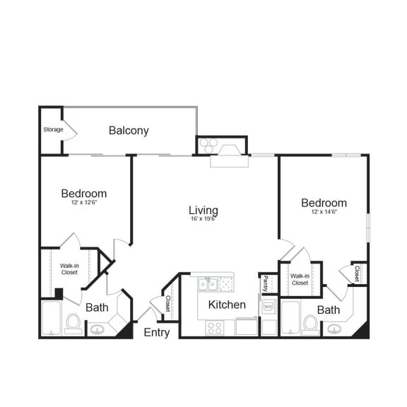 2 Bedroom Floor Plan at Elme Alexandria, Alexandria, 22304