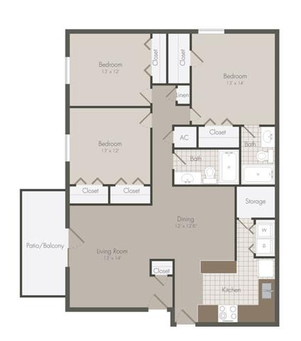 4 bedroom floor plan | apartments in garland tx | the towers at spring creek at Elme Sandy Springs Apartments, Atlanta, GA