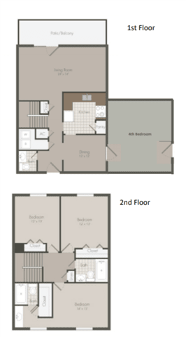 4 bed 2 bath floor plan at Elme Sandy Springs Apartments, Atlanta, Georgia
