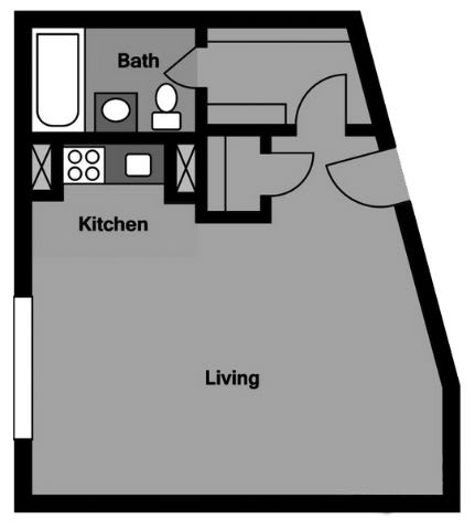 Floor Plan  Studio - S1B Floor Plan at 3801 Connecticut Avenue, Washington