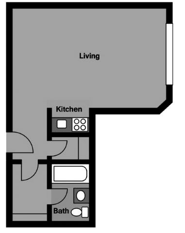 Studio - S1D Floor plan Studio - S1D Floor plan at 3801 Connecticut Avenue, Washington, Washington
