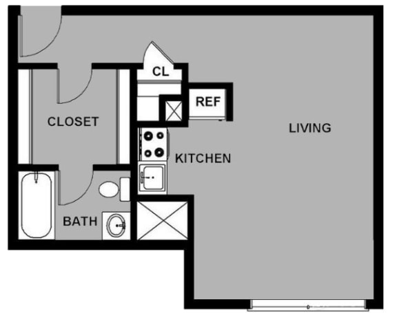 Studio - S1K Floor Plan at 3801 Connecticut Avenue, Washington