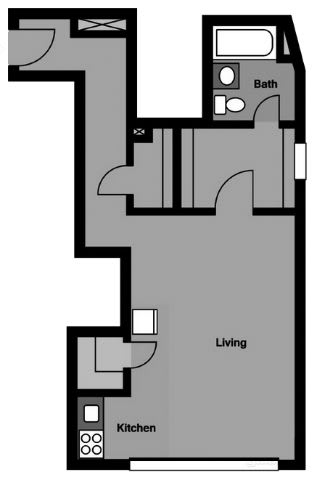 Studio - S1L Floor Plan at 3801 Connecticut Avenue, Washington