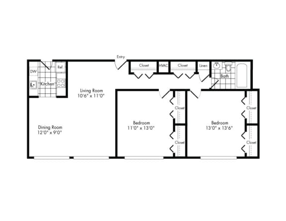 ba2 Floor Plan ba2 Floor Plan at Park Adams Apartments, Arlington, Virginia