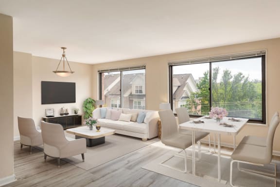 Living Room With Expansive Window at Park Adams Apartments, Arlington, VA, 22201