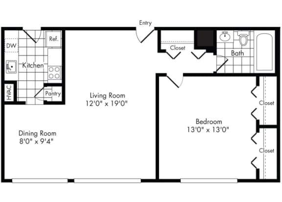 aa1 Floor Plan aa1 Floor Plan at Park Adams Apartments, Arlington