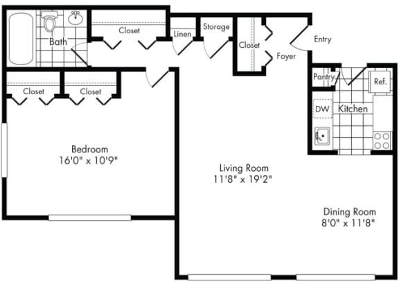 aa3 Floor Plan aa3 Floor Plan at Park Adams Apartments, Arlington, 22201