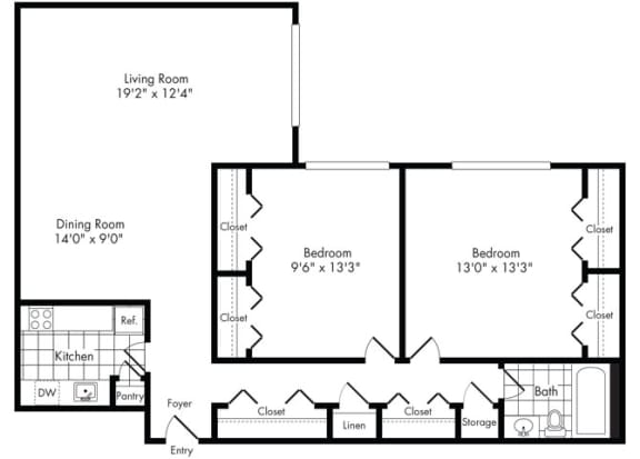 ba3 Floor Plan ba3 Floor Plan at Park Adams Apartments, Arlington