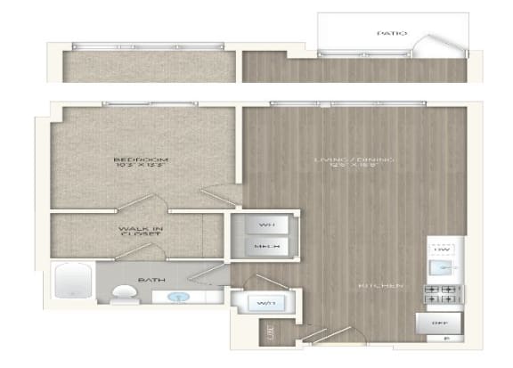 1 bed 1 bath floor plan D 1 bed 1 bath floor plan Dat Trove Apartments, Virginia, 22204