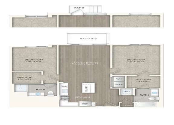 2 bed 2 bath floor plan A 2 bed 2 bath floor plan A at Trove Apartments, Virginia, 22204
