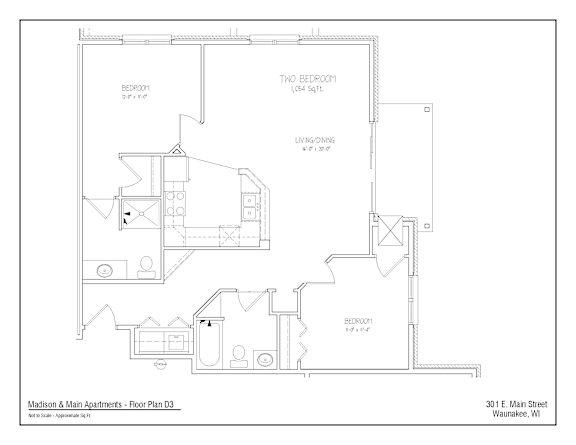 A floor plan for Madison & Main Apartments shows the layout for Floor Plan D3.