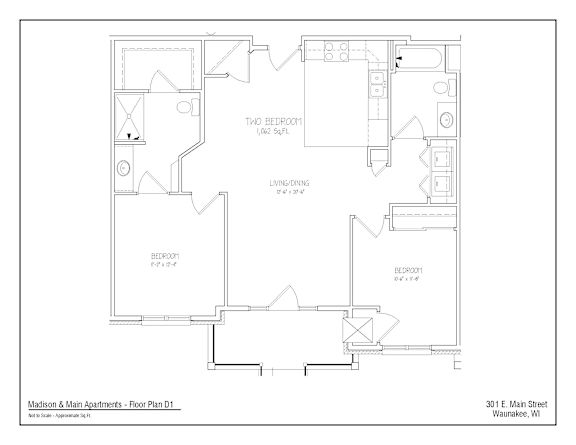 Floor plan for Madison & Main Apartments in Waunakee, WI.