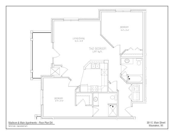 A floor plan for Madison & Main Apartments in Waunakee, WI.