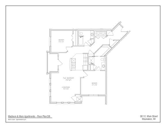 A floor plan for Madison & Main Apartments - Floor Plan D6.