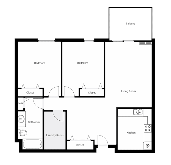 A black and white image of a house floor plan.