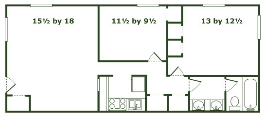 A floor plan of a room with dimensions and furniture layout.