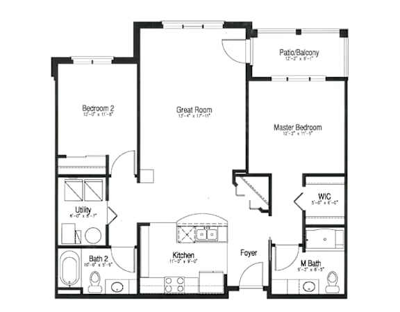 Floor Plan  A black and white floor plan of a house with labeled rooms.
