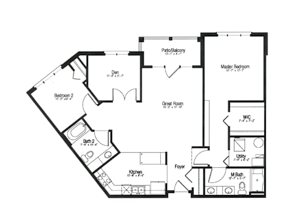 A black and white floor plan of a house with labeled rooms.