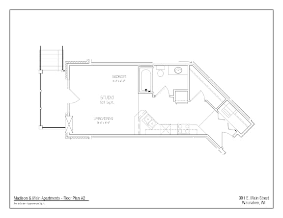 A floor plan for Madison & Main Apartments in Waunakee, WI.