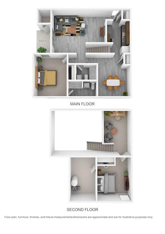 Floor Plan  A floor plan of a house with a main floor and a second floor.