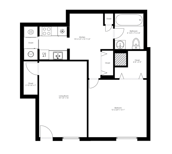 A black and white image of a floor plan for a house.