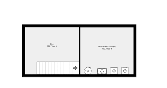 A diagram shows a basement with a 192.34 sq ft unfinished basement and a 190.76 sq ft other area.