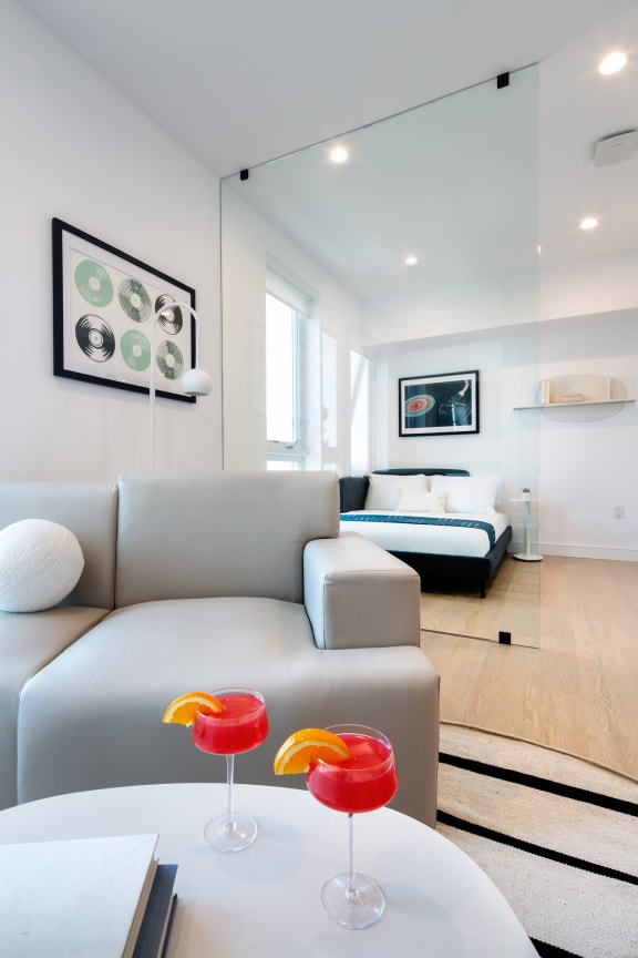 Studio Living Area at Miles at Harvard, Los Angeles, CA