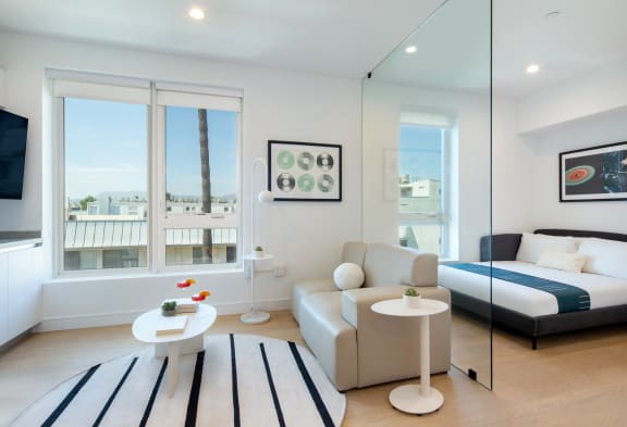 Floor Plan  Studio Bedroom at Miles at Harvard, Los Angeles, CA, 90020