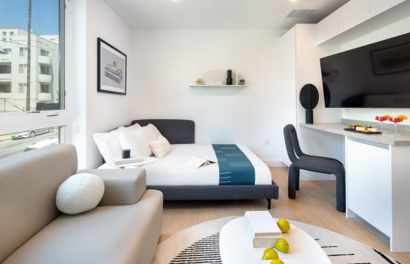 Modern Living Room at Miles at Harvard, Los Angeles, 90020