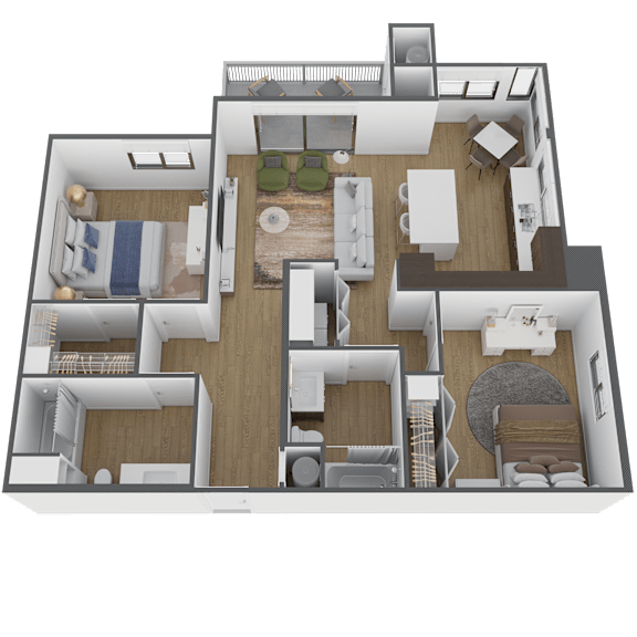 3D floor plan of The Max 2 Bedroom A