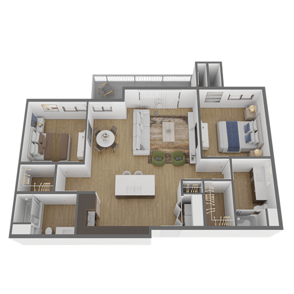 2 bed 2 bath floor plan C at The Max on Jefferson Apartments, California