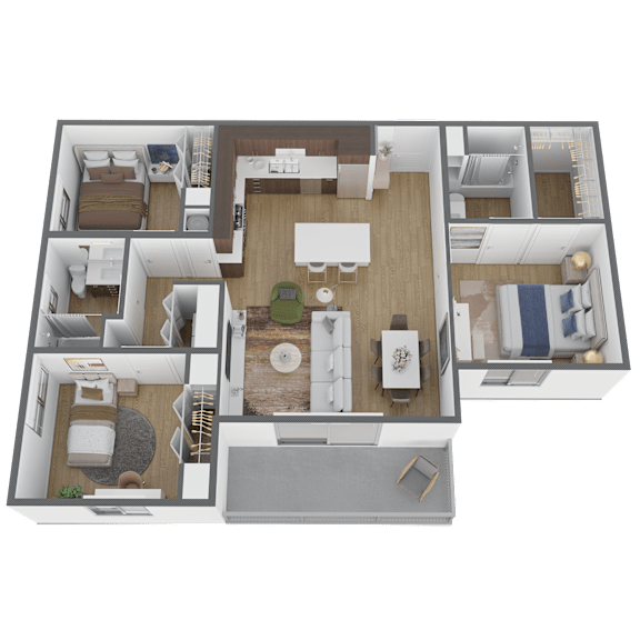 3 bed 2 bath floor plan A at The Max on Jefferson Apartments, Murrieta, CA, 92562