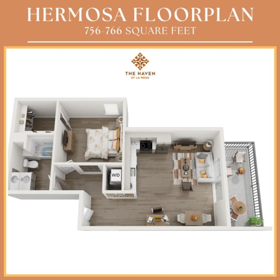 Hermosa Floor Plan at Haven at La Mesa, San Diego, CA