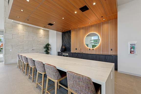 Oversized island with plenty of seating in the community clubhouse at The Park
