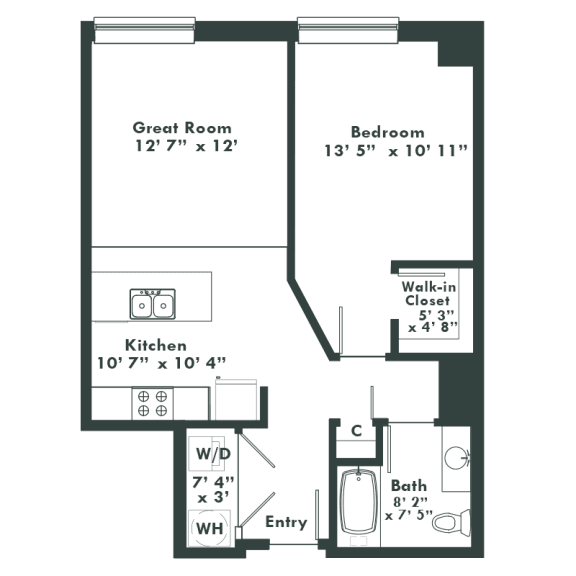 a floor plan of a bedroom apartment